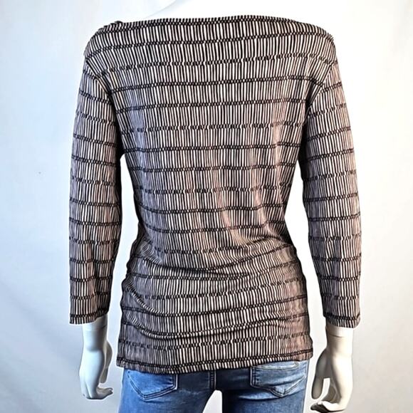 Boden Black & Taupe Geometric Print Cowl Neck 3/4 Sleeve Pullover Top Size 10 - Picture 8 of 16